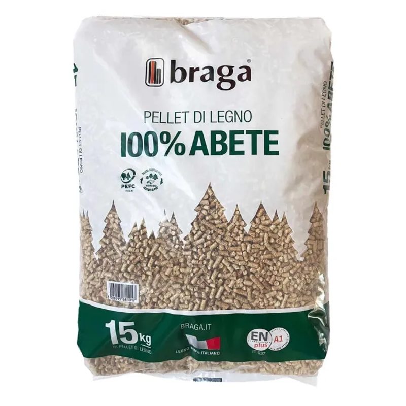 Pellet Braga 100% Abete – Bancale 70 sacchi da 15 kg
