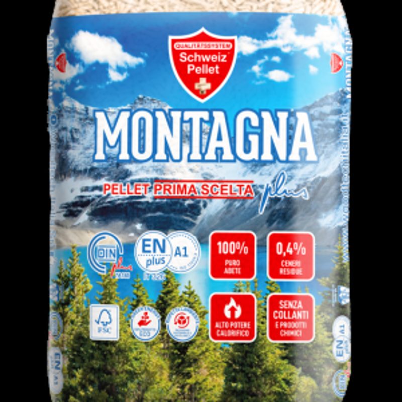 Pellet Montagna Prima Scelta Plus – Bancale 70 sacchi da 15 kg